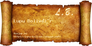 Lupu Bolivár névjegykártya
